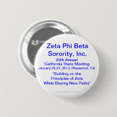 Zeta Phi Beta Sorority, Inc., 29. jährliche Button (Vorne & Hinten)