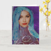 Zetti Girl, das bläulich haarige Mädchen Karte (Gelbe Blume)