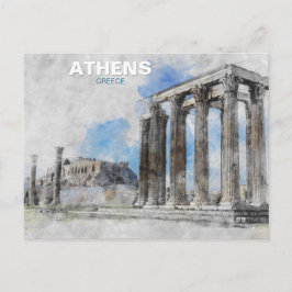 Zeus-Athen-Tempel - Vintage Griechen Postkarte