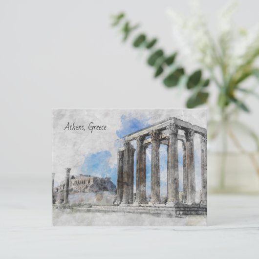 Zeus-Athen-Tempel - Vintage Griechen Postkarte (Stehend Vorderseite)