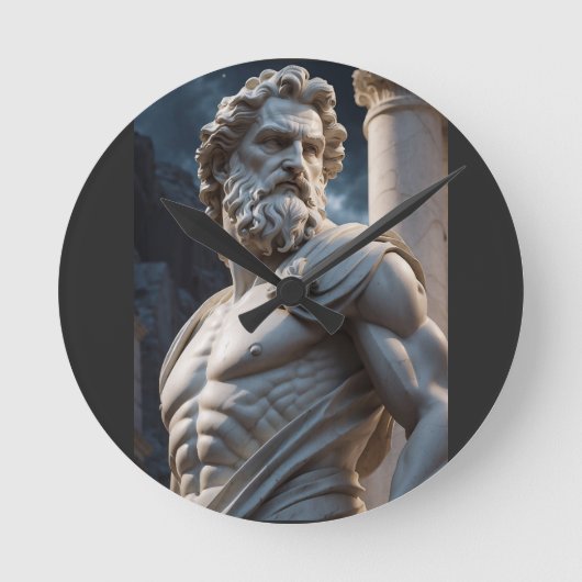 Zeus Griechischer Gott Statue Runde Uhr (Vorderseite)