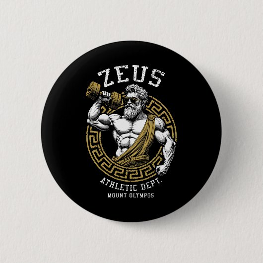 Zeus Gym Athletic Department Funny Greece God Work Button (Vorderseite)
