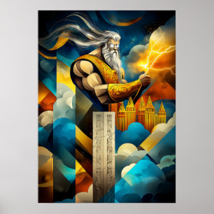 Zeus - Kubistischer Minimalistischer Legende - Kön Poster