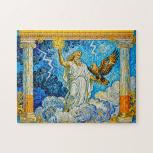 Zeus mit Adler und Blitz im Tempelportal unter Puzzle