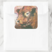 Zeus Red Belted Galloway Bull 2006 2 Quadratischer Aufkleber (Tasche)