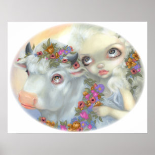 Zeus und Europa ART PRINT-Blütenbulle Poster