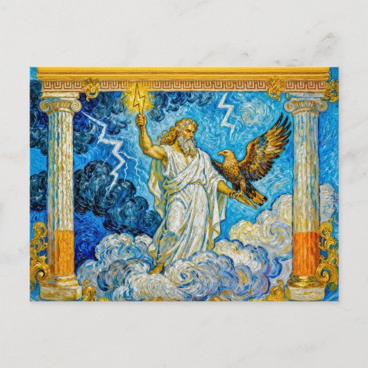 Zeus with Eagle and Lightning in Temple Gate Among Postkarte (Vorderseite)