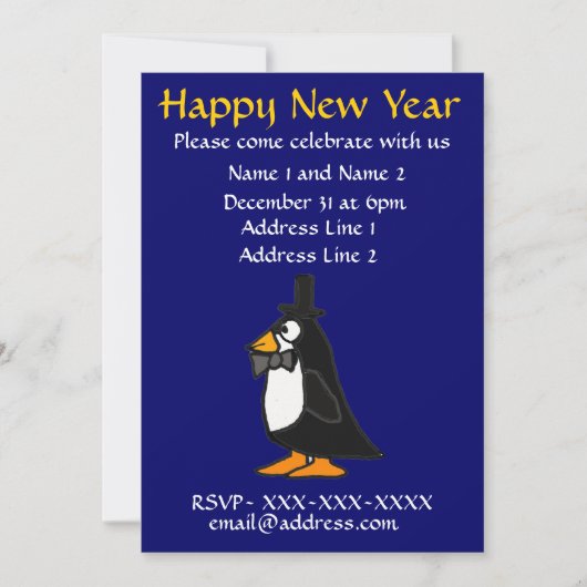 ZF-, Party EinladungPenguin des Sylvesterabends Einladung (Vorderseite)