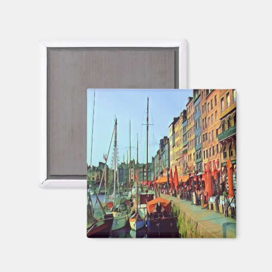 zFR014 HONFLEUR, docking view, Frankreich, Fridge Magnet (Vorderseite/Rückseite)