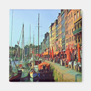 zFR014 HONFLEUR, docking view, Frankreich, Fridge Magnet