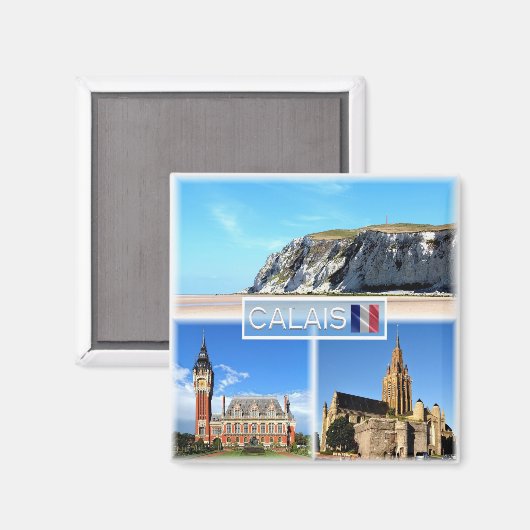 zFR020 CALAIS, Cap Blanc Nez, Kühlschrank Magnet (Vorderseite/Rückseite)