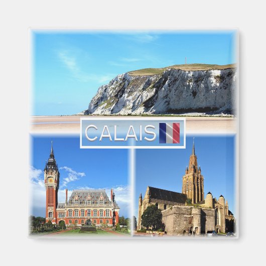 zFR022 CALAIS, Cap Blanc Nez, Kühlschrank Magnet (Vorne)