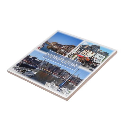 zFR028 HONFLEUR Hafen, Normandie, Fliese (Seite)