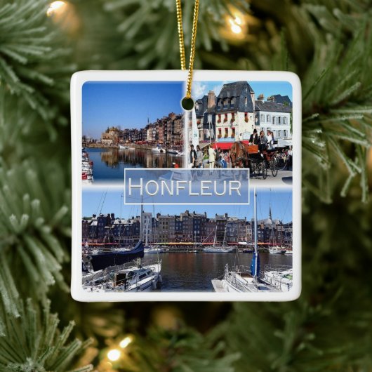 zFR028 HONFLEUR Hafen, Normandie, Keramikornament (Baum)