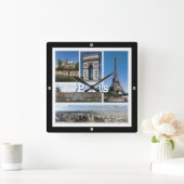 zFR032 TOUR EIFFEL und PARIS, Frankreich, Europa, Quadratische Wanduhr (Zuhause)
