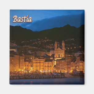 zFR110 BASTIA Hafen by Night, Korsika, Kühlschrank Magnet