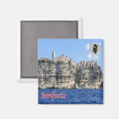zFR124 BONIFACIO panorama, Korsika, Kühlschrank Magnet (Vorderseite/Rückseite)