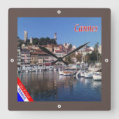 zFR151 CANNES, Côte d'Azur, Frankreich, Quadratische Wanduhr (Vorderseite)