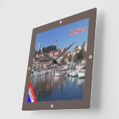 zFR151 CANNES, Côte d'Azur, Frankreich, Quadratische Wanduhr (Winkel)