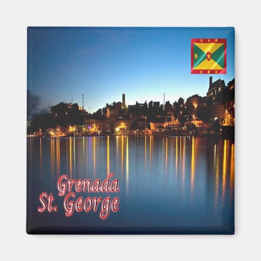 zGD004 SAINT GEORGE by Night, Grenada, Kühlschrank Magnet (Vorne)
