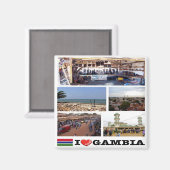 zGM010 GAMBIA I Liebe, Mosaik, Afrika, Kühlschrank Magnet (Vorderseite/Rückseite)