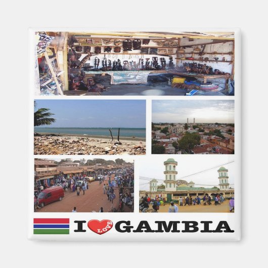 zGM010 GAMBIA I Liebe, Mosaik, Afrika, Kühlschrank Magnet (Vorne)