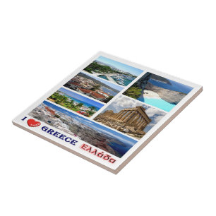 zGR026 GRIECHENLAND "I Liebe", Mosaik, Kühlschrank Fliese