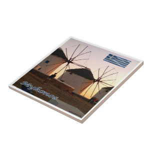 zGR110 MYKONOS, Windmills, Griechenland, Fliese