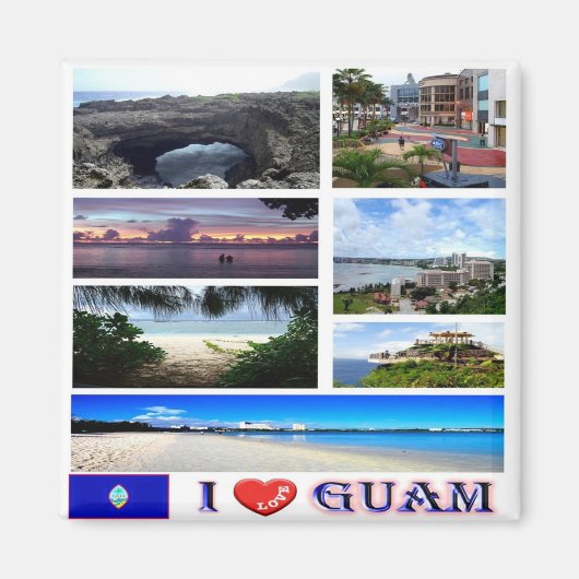 zGU003 GUAM I Liebe, Mosaik, Ozeanien, Kühlschrank Magnet (Vorne)