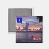 zGU010 GUAM Sunset, Ozeanien, Kühlschrank Magnet (Vorderseite/Rückseite)