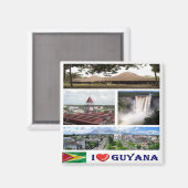 zGY004 GUYANA I Liebe, Mosaik, Amerika, Kühlschran Magnet (Vorderseite/Rückseite)