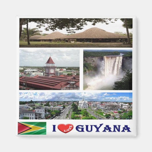 zGY004 GUYANA I Liebe, Mosaik, Amerika, Kühlschran Magnet (Vorne)