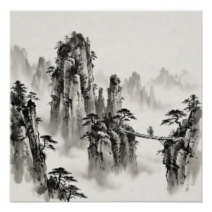 Zhangjiajie China Tusche-Landschaft-Wandkunst Poster