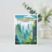 Zhangjiajie China Vintage Reise Illustration Postkarte (Stehend Vorderseite)