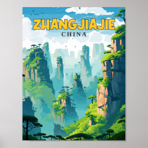 Zhangjiajie China Vintage-Reiseillustration Poster