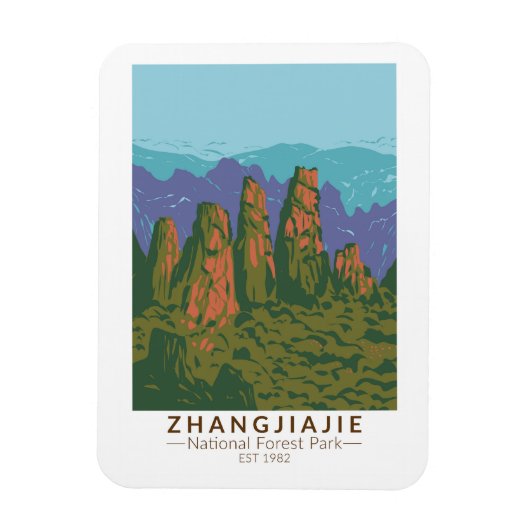 Zhangjiajie National Forest China Wandern Ristoran Magnet (Vertikal)