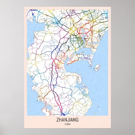 Zhanjiang China Stadtplan Poster (Vorne)