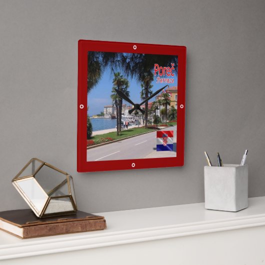 zHR010 POREC, Kroatien, Quadratische Wanduhr (Büro)