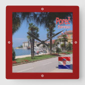 zHR010 POREC, Kroatien, Quadratische Wanduhr (Vorderseite)