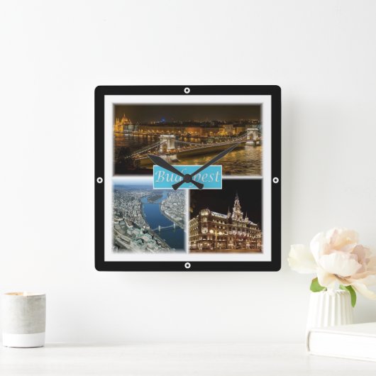 zHU003 BUDAPEST Ungarn, Quadratische Wanduhr (Zuhause)