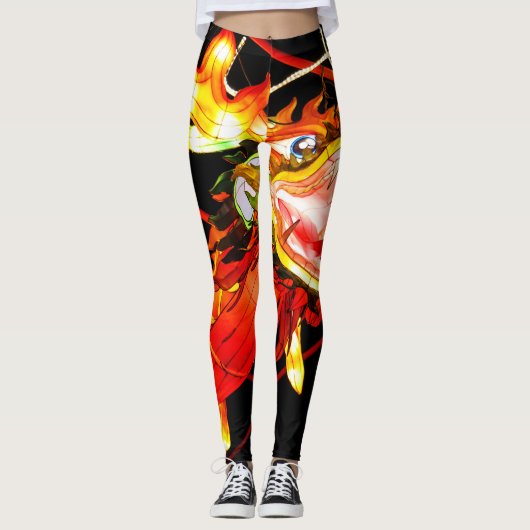 Zhulong-Feuerdrache Leggings (Vorderseite)