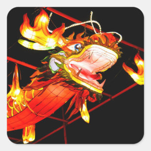 Zhulong-Feuerdrache Quadratischer Aufkleber