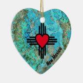 Zia Heart Add Name New Mexico Weihnachtsbaum Gesch Keramik Ornament (Rechts)