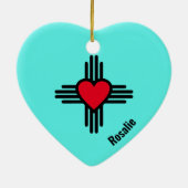 Zia Heart Add Name New Mexico Weihnachtsbaum Gesch Keramik Ornament (Hinten)