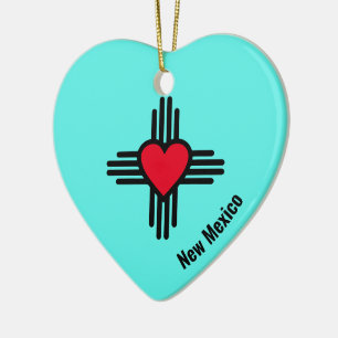 Zia Heart Add Name New Mexico Weihnachtsbaum Gesch Keramik Ornament