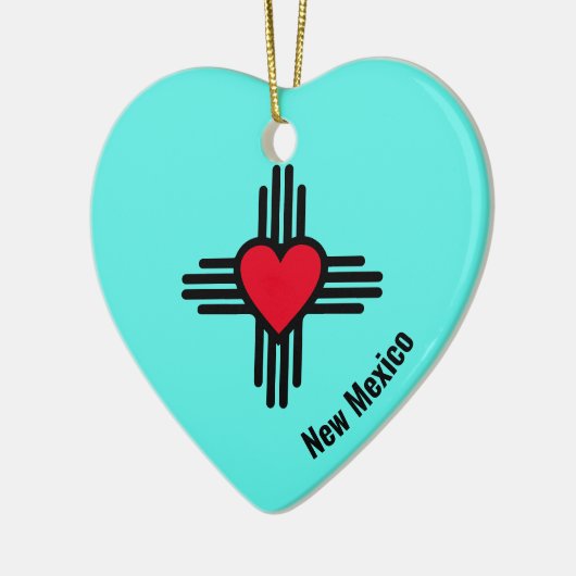 Zia Heart Add Name New Mexico Weihnachtsbaum Gesch Keramik Ornament (Links)