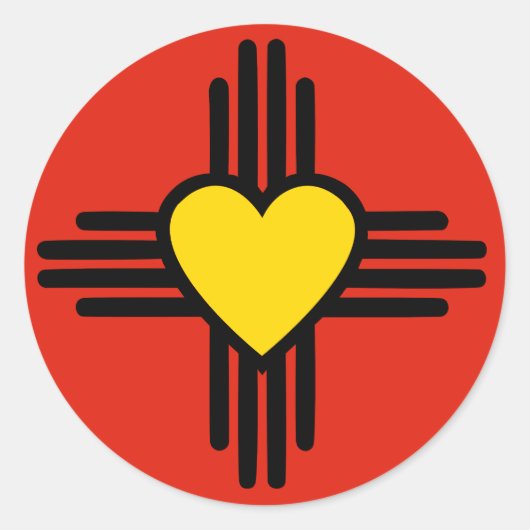 Zia Heart Symbol Runder Aufkleber (Vorderseite)