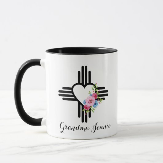 Zia Herz mit Blume Personalisiertes Geschenk Kaffe Tasse (Links)