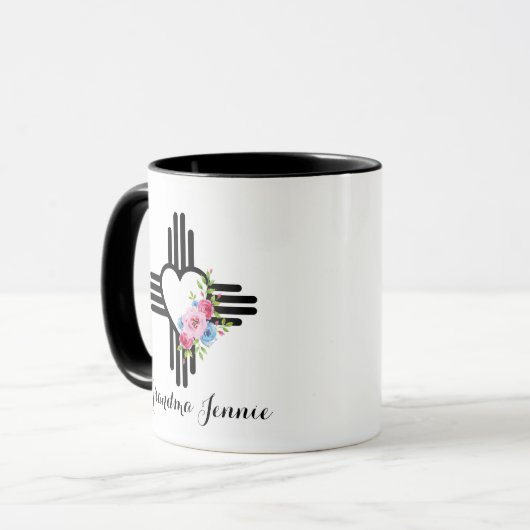 Zia Herz mit Blume Personalisiertes Geschenk Kaffe Tasse (Vorderseite Links)