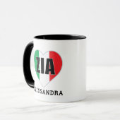 ZIA personalisierte italienische Flagge Herzerkran Tasse (Vorderseite Links)